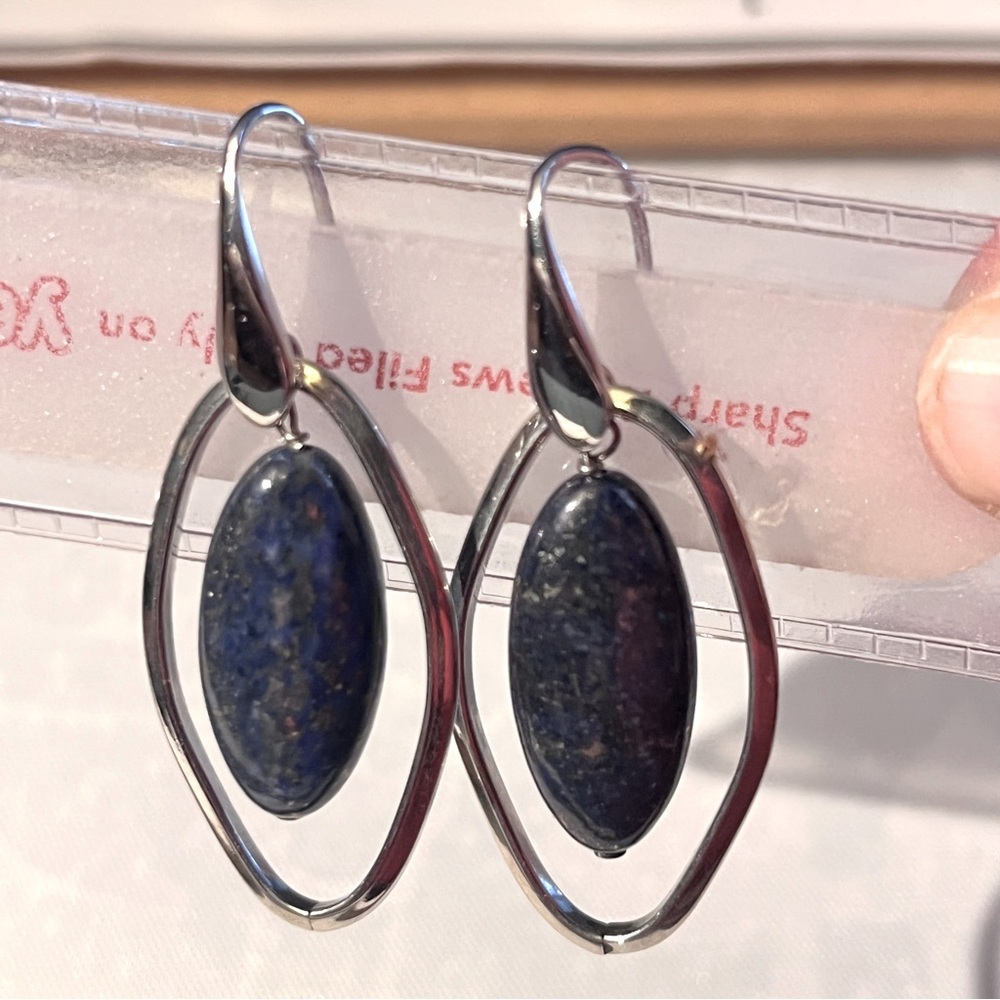 lapis lazuli earrings milor italy stainless steel hooks pierced